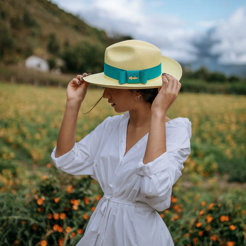 Sombrero Clásico Mujer Amarillo - detalle de tejido