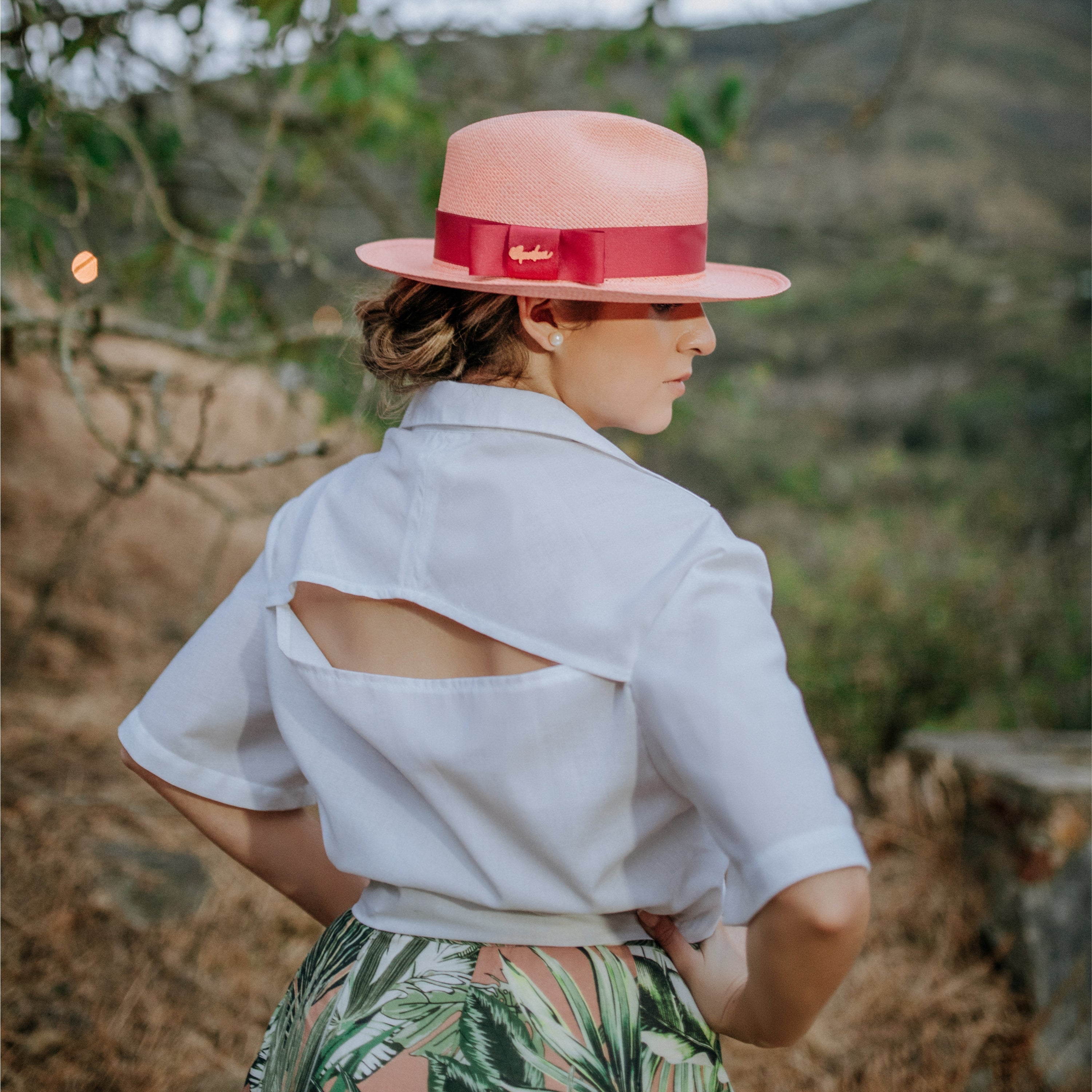 Sombrero Clásico Mujer Rosa - detalle de tejido