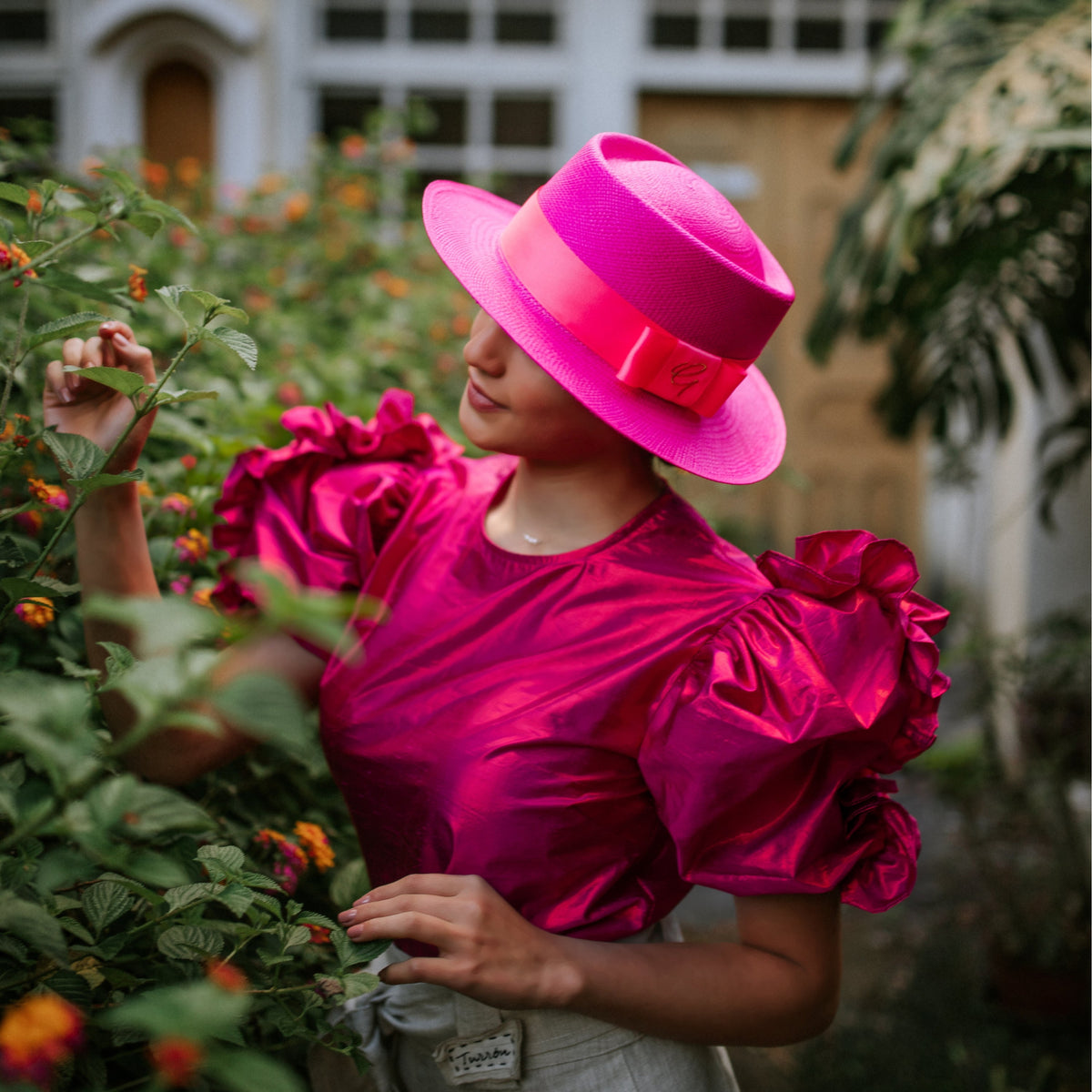 Sombrero Gambler Mujer Fuxia - detalle de tejido