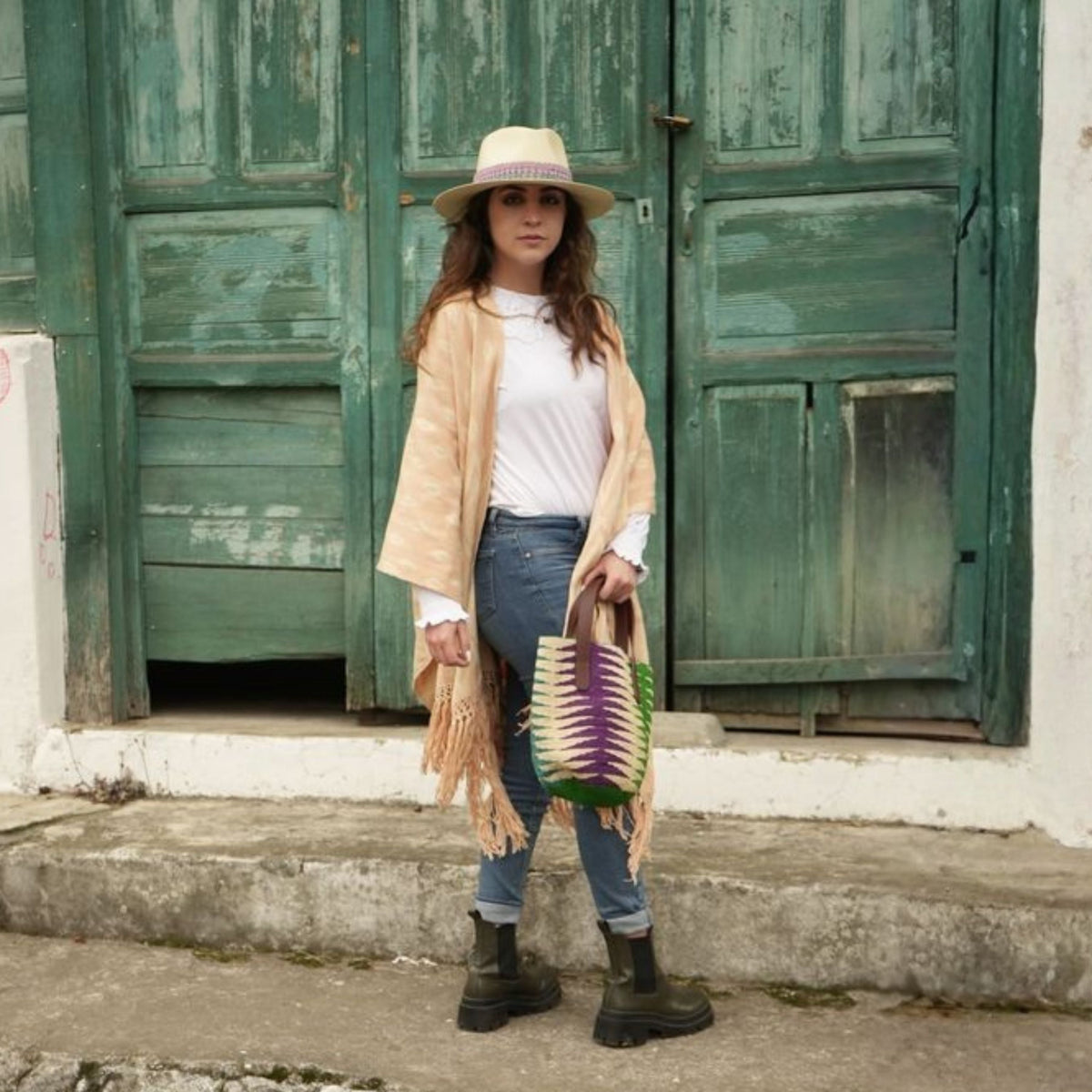 MACANA QUINGO BEIGE Y ROSADO – Macana Gavilani, tejido artesanal hecho a mano en Ecuador